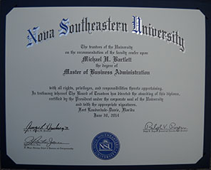 Michael H. Bartlett, Master of Business Administration, Huizenga School at Nova Southeastern University