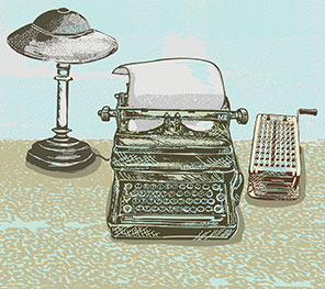 typewriter and adding machine, old business tools